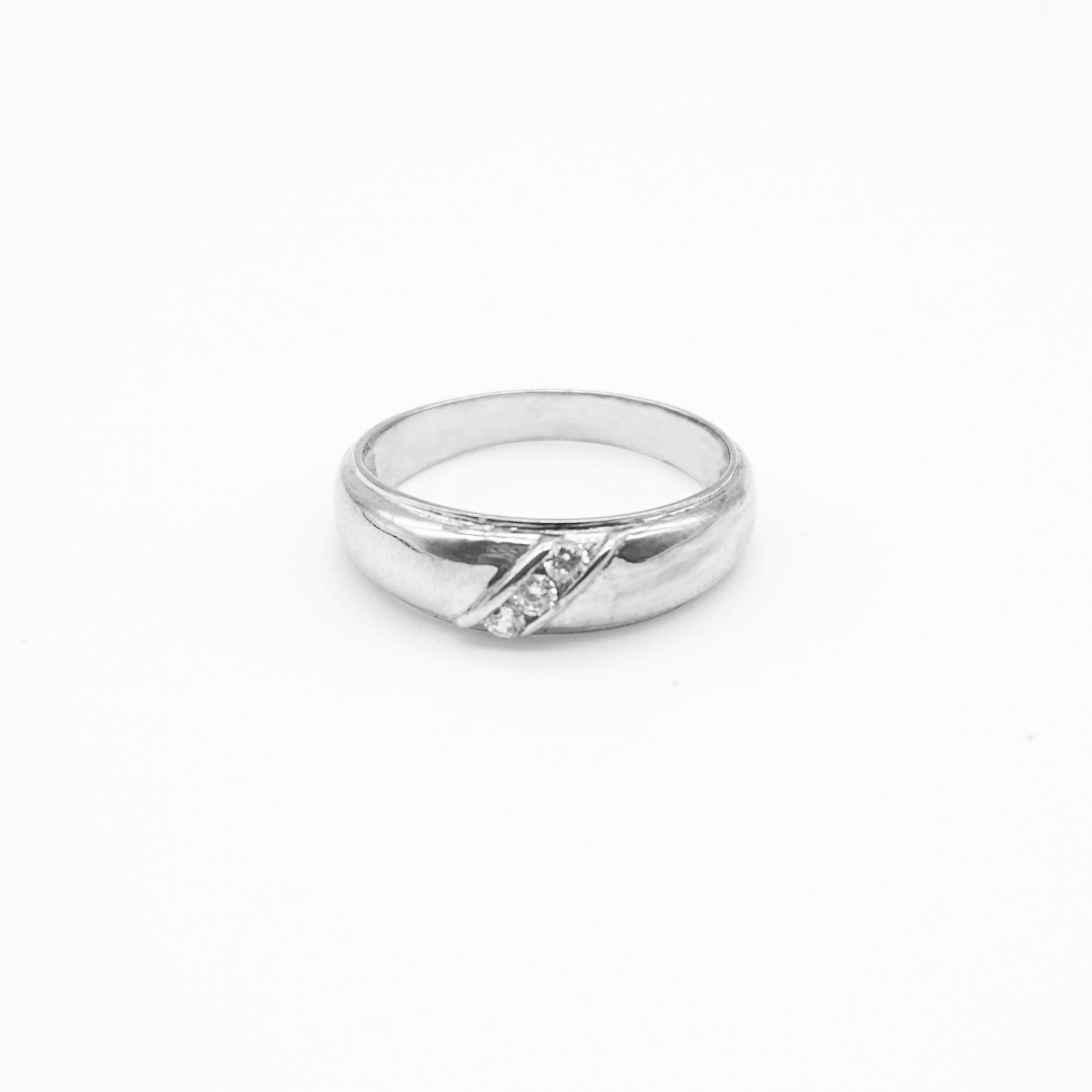 Trio Oro Blanco con zirconias | 10k