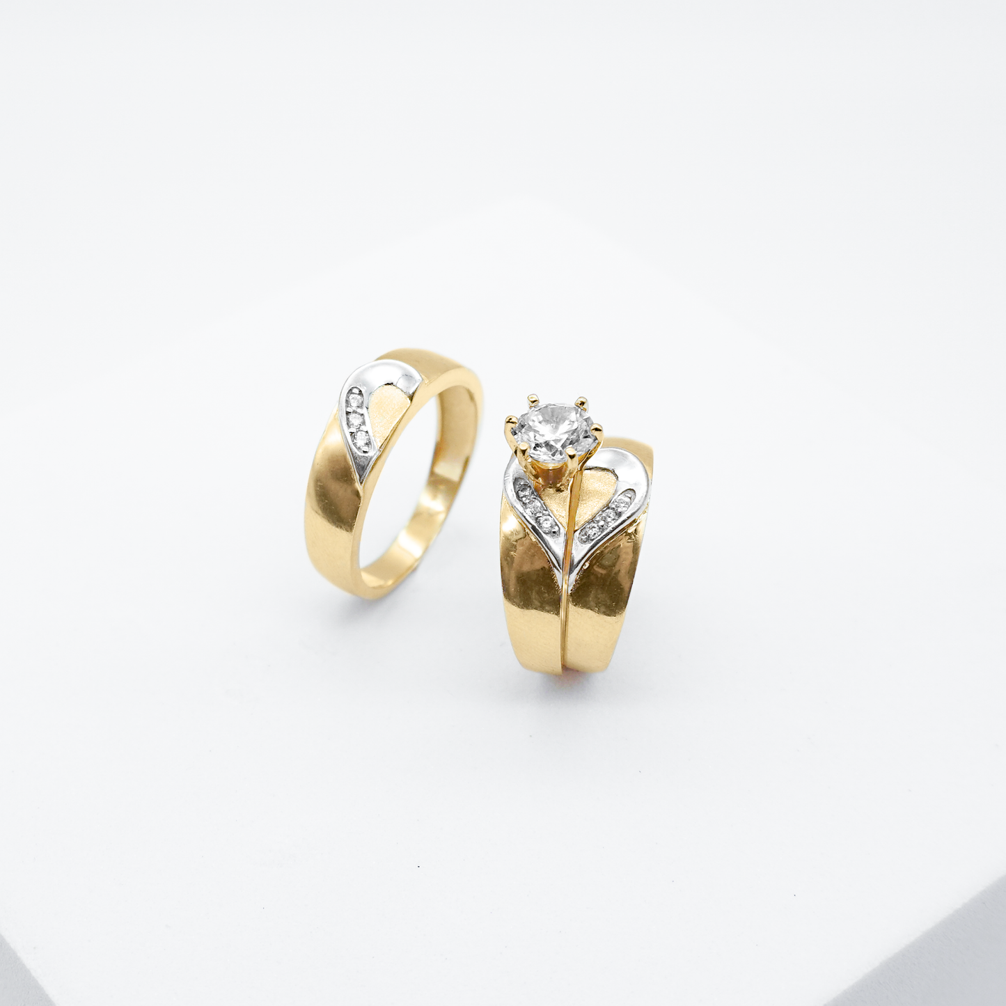 Trio Corazón oro amarillo con zirconias | 14k | 10.2g