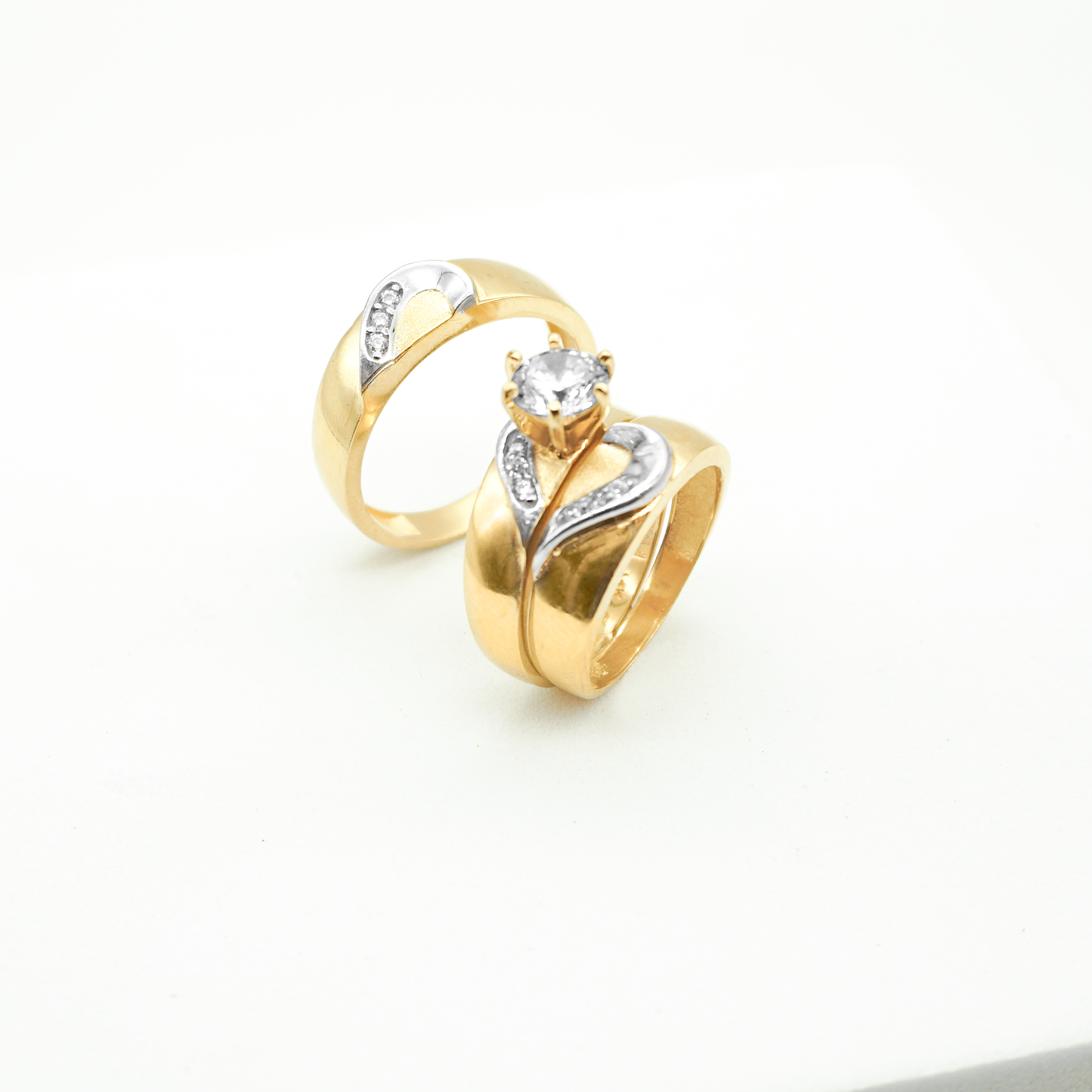 Trio Corazón oro amarillo con zirconias | 14k | 10.2g