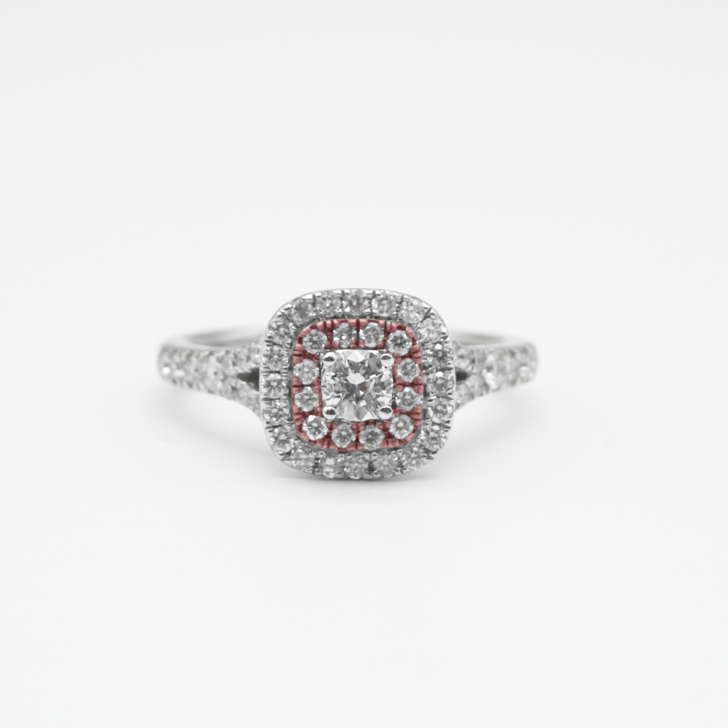 Anillo Matrimonial Oro blanco y rosa con Diamantes 14k
