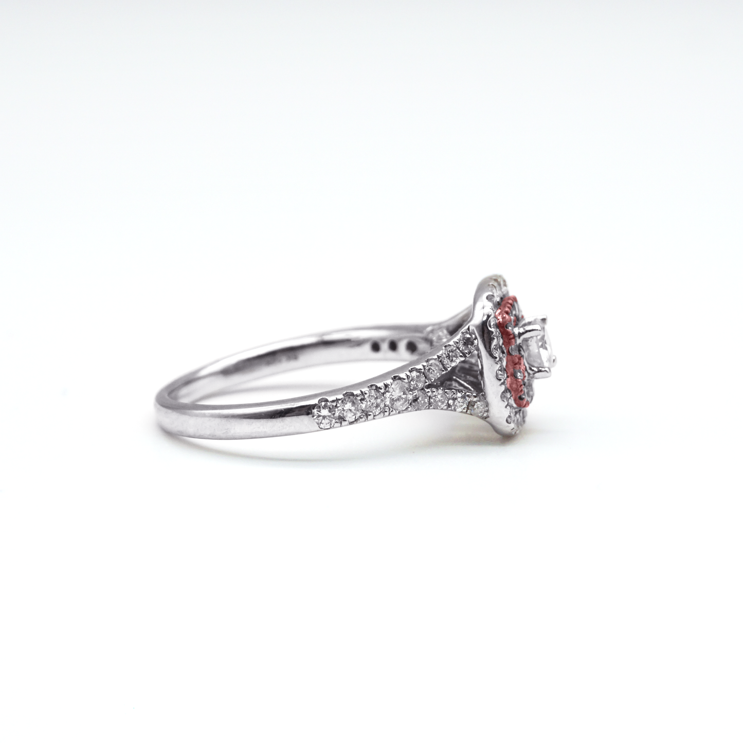 Anillo Matrimonial Oro blanco y rosa con Diamantes 14k