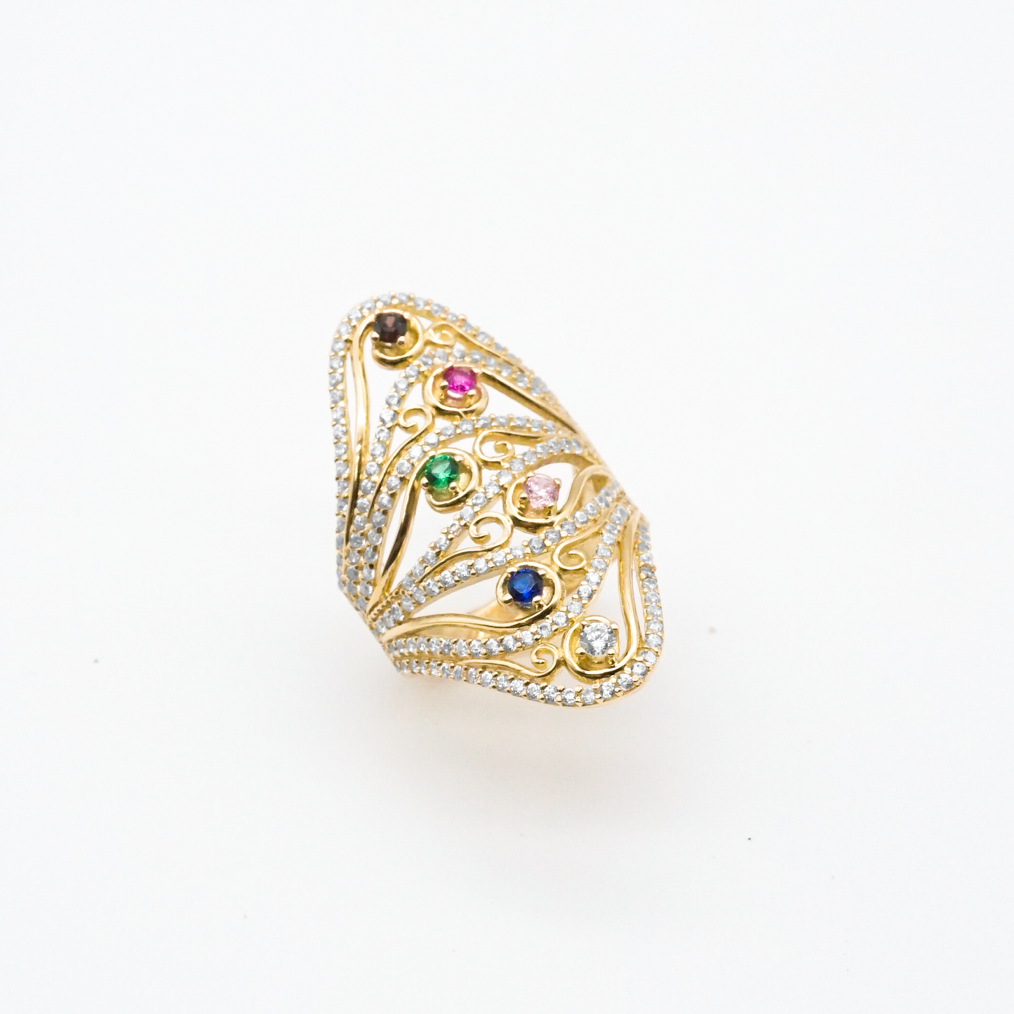 Anillo de Oro 14K con zirconias