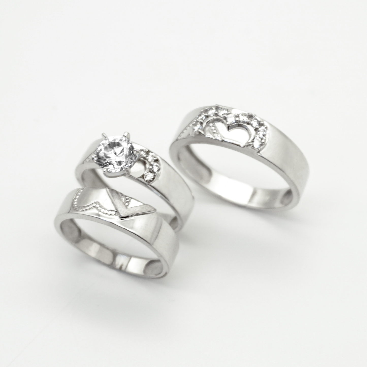 Trío de oro blanco con zirconias | 14k | 10.7g