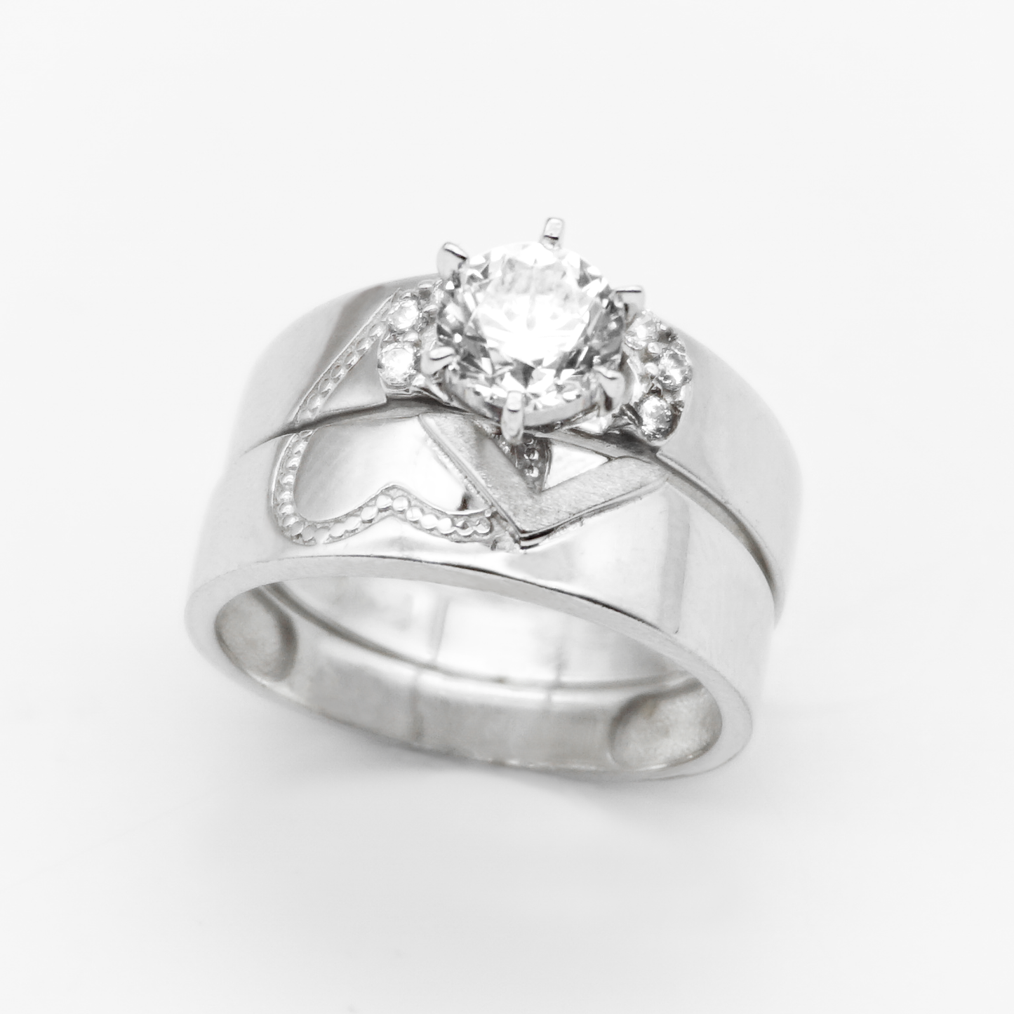 Trío de oro blanco con zirconias | 14k | 10.7g