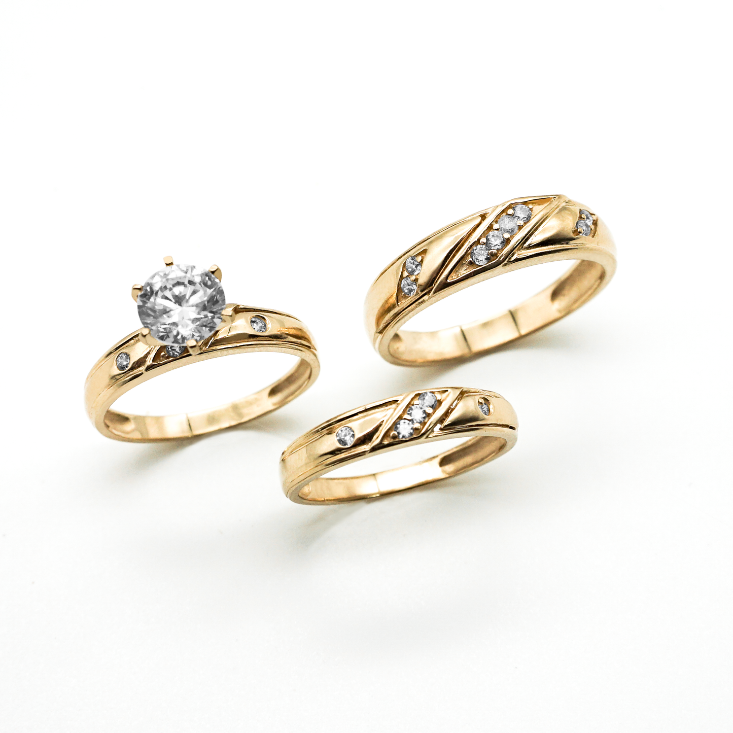 Trío de Oro amarillo con zirconias | 14k | 8.6g