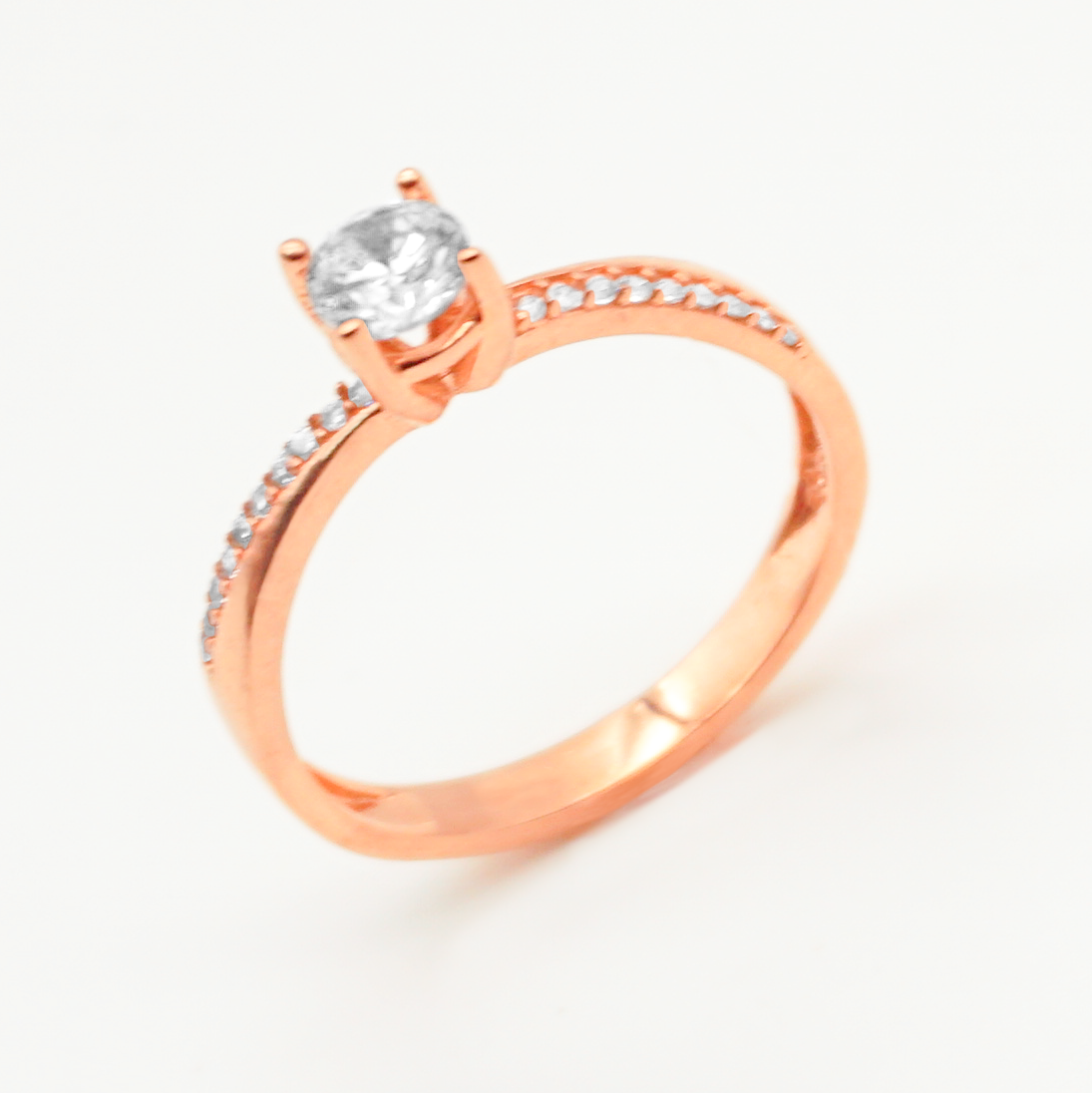 Solitario de Oro rosa con zirconias | 14k | 2.4g