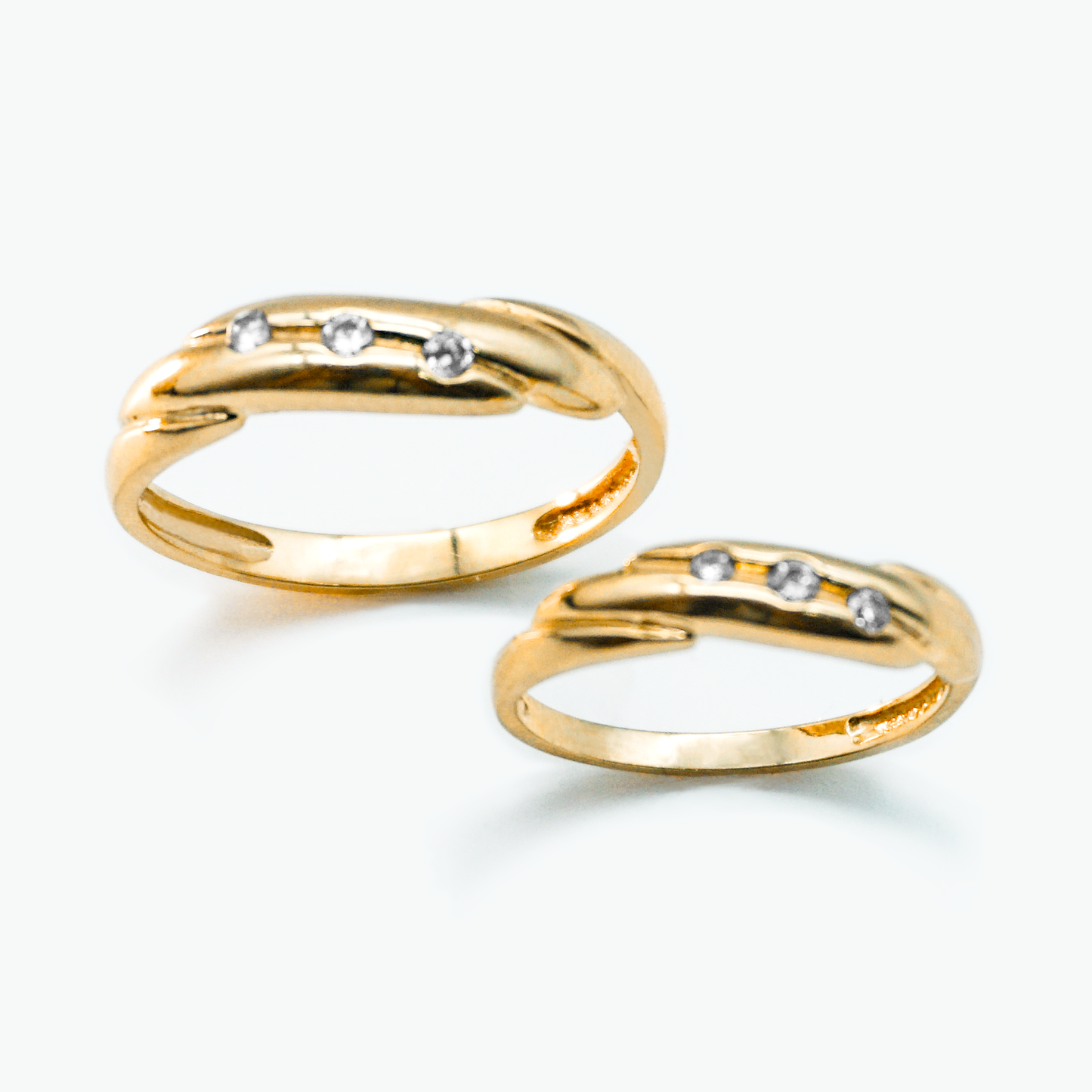 Trío de oro amarillo con zirconias | 10k | 7.8g
