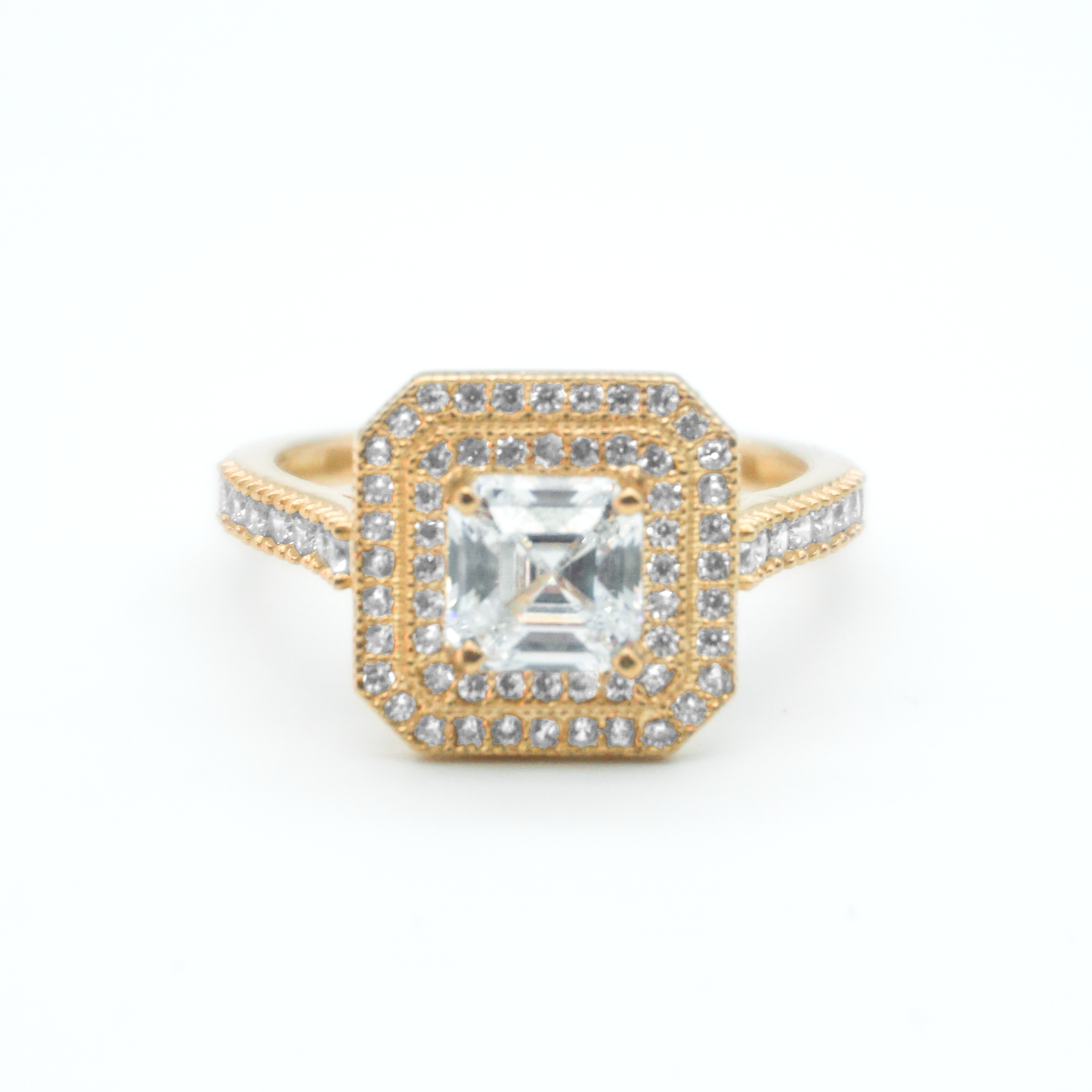 Solitario de oro amarillo con zirconias | 10k | 3g