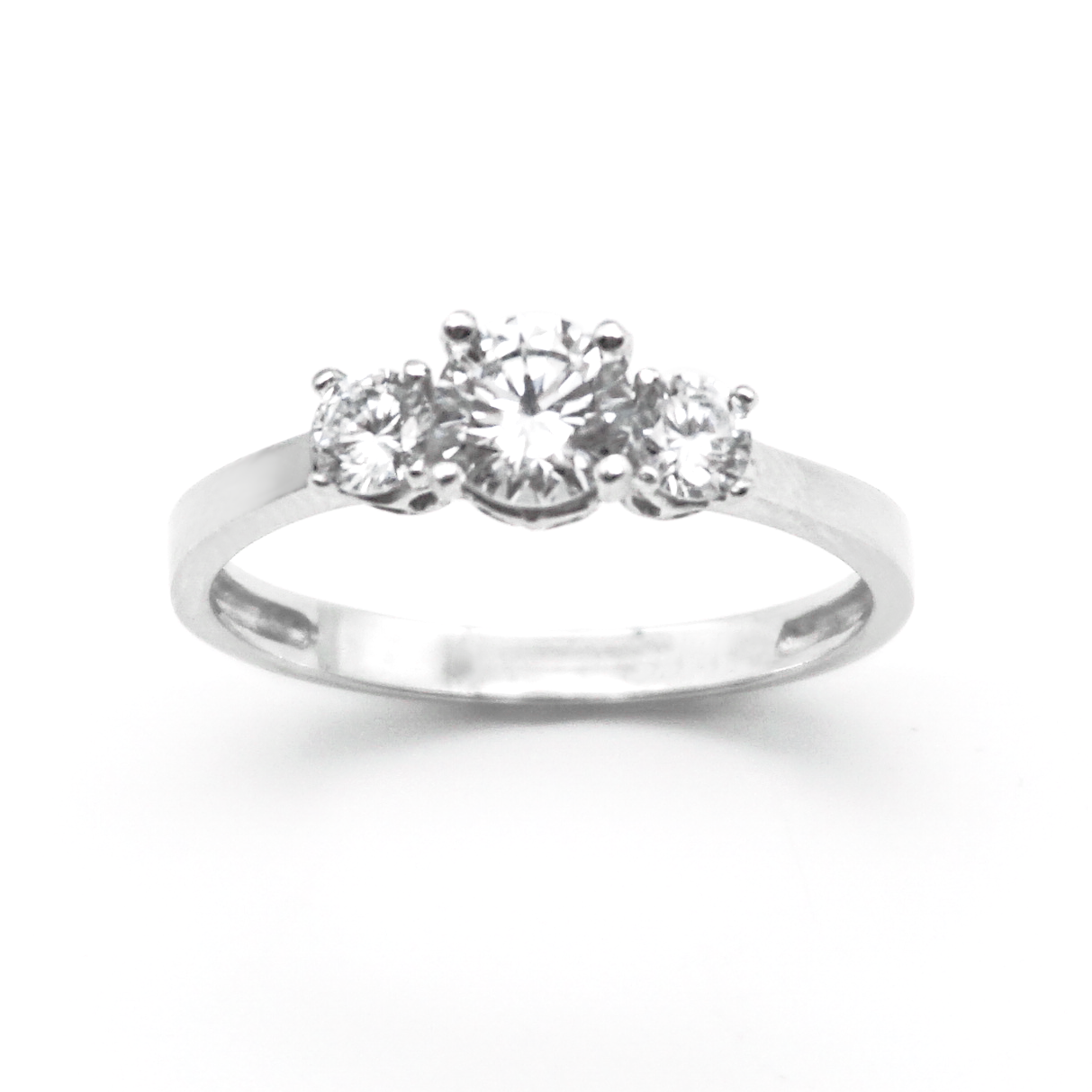 Solitario de oro blanco con zirconias | 14k | 2.1g