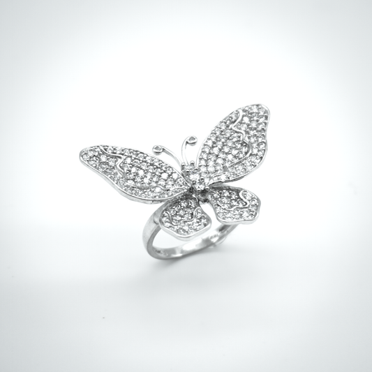 Anillo Mariposa Oro Blanco 14 Kilates