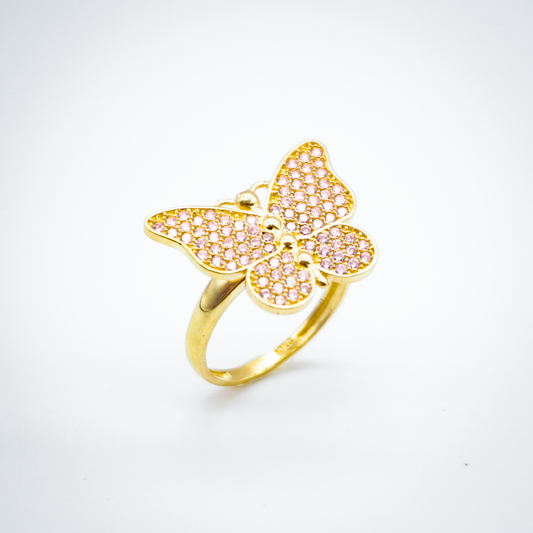 Anillo Mariposa Rosa 10 Kilates