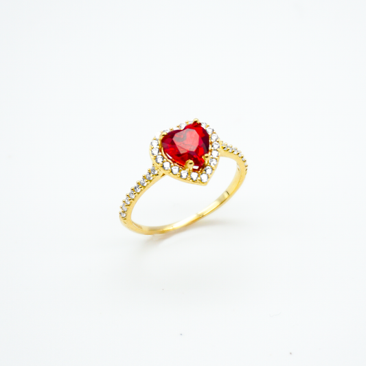 Anillo Corazón Rojo 10 Kilates