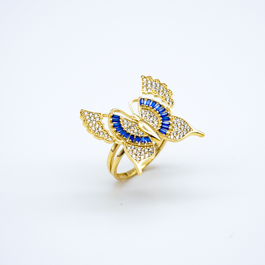 Anillo Mariposa Azul 10 Kilates