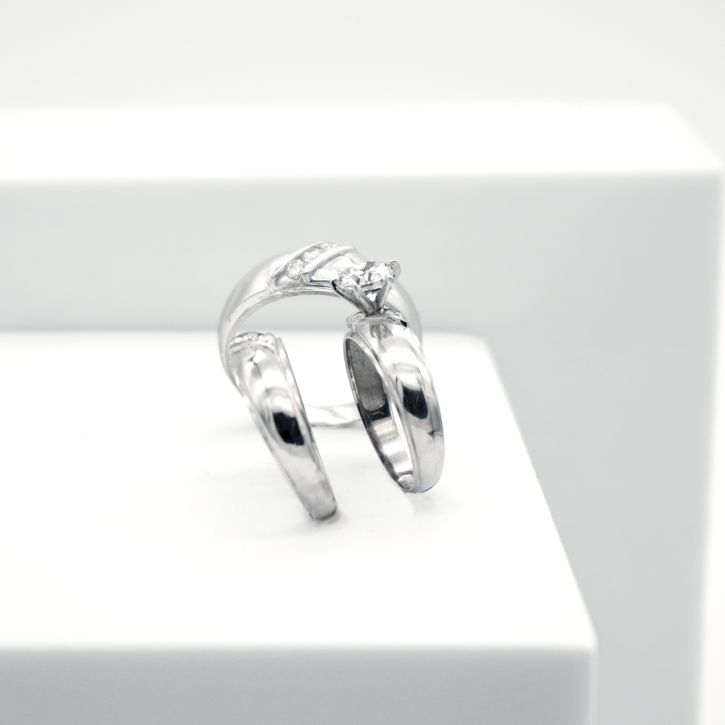 Trio Oro Blanco con zirconias | 10k