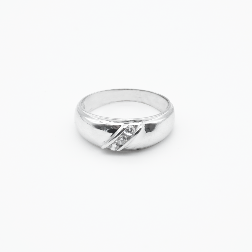 Trio Oro Blanco con zirconias | 10k