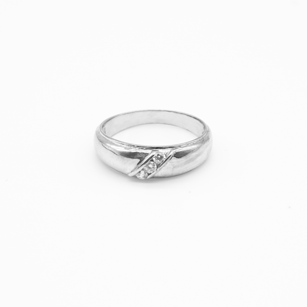 Trio Oro Blanco con zirconias | 10k