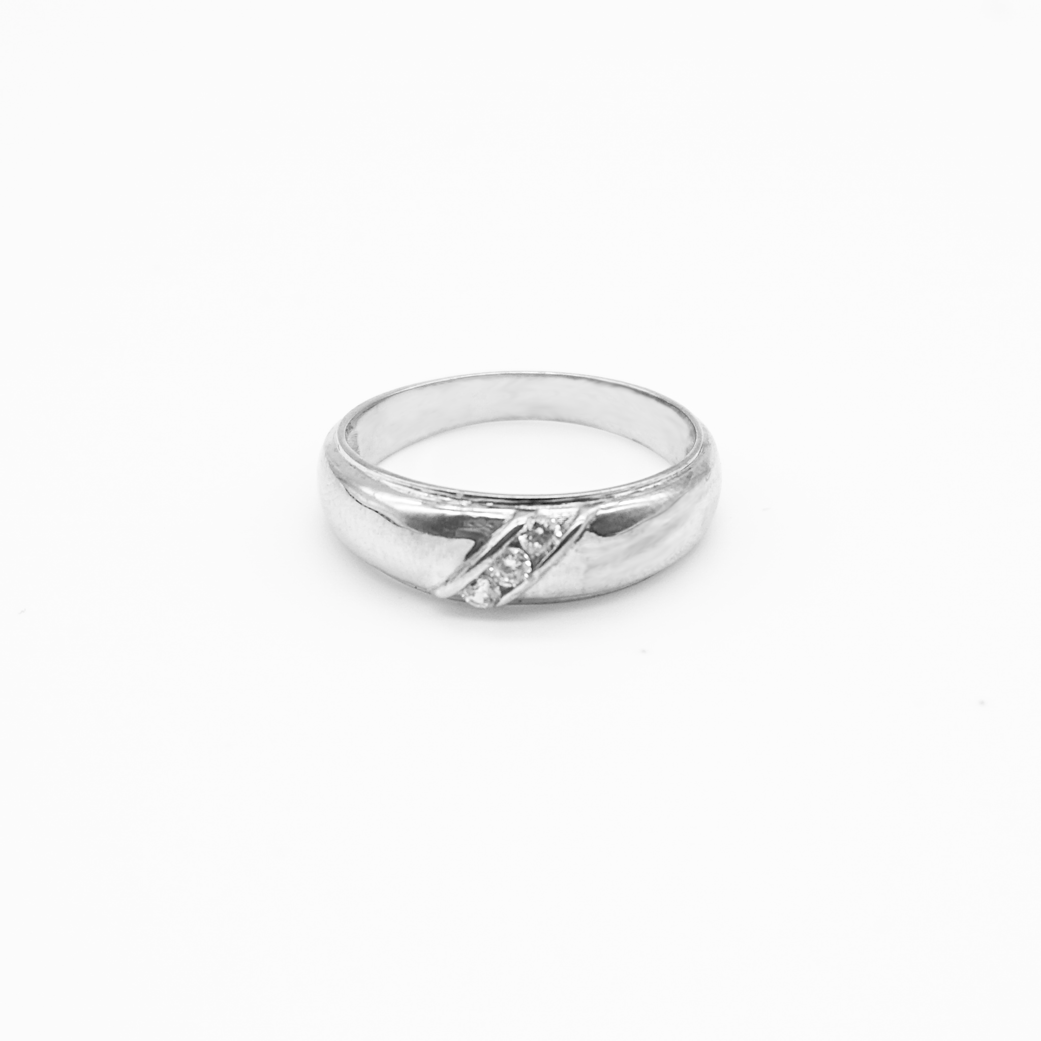 Trio Oro Blanco con zirconias | 10k