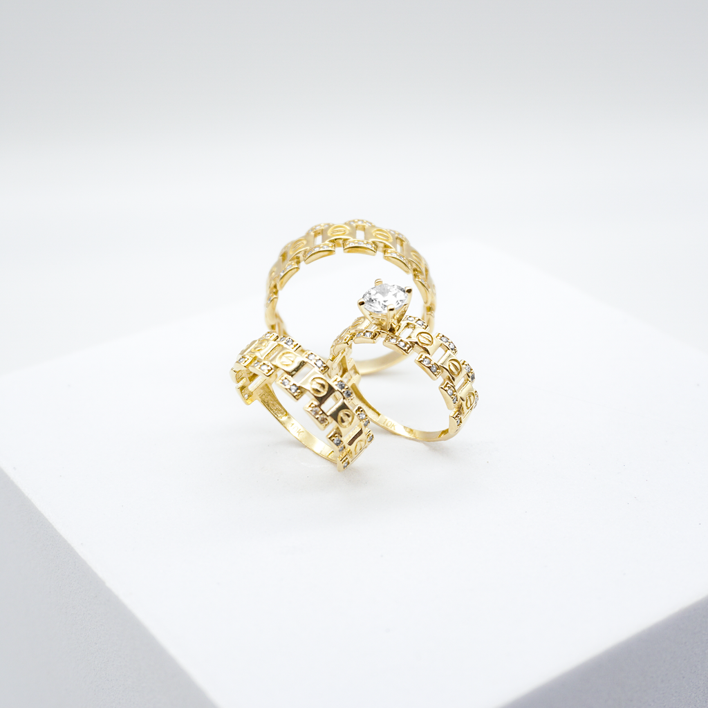 Trio Oro Amarillo con zirconias | 10k | 8.5g