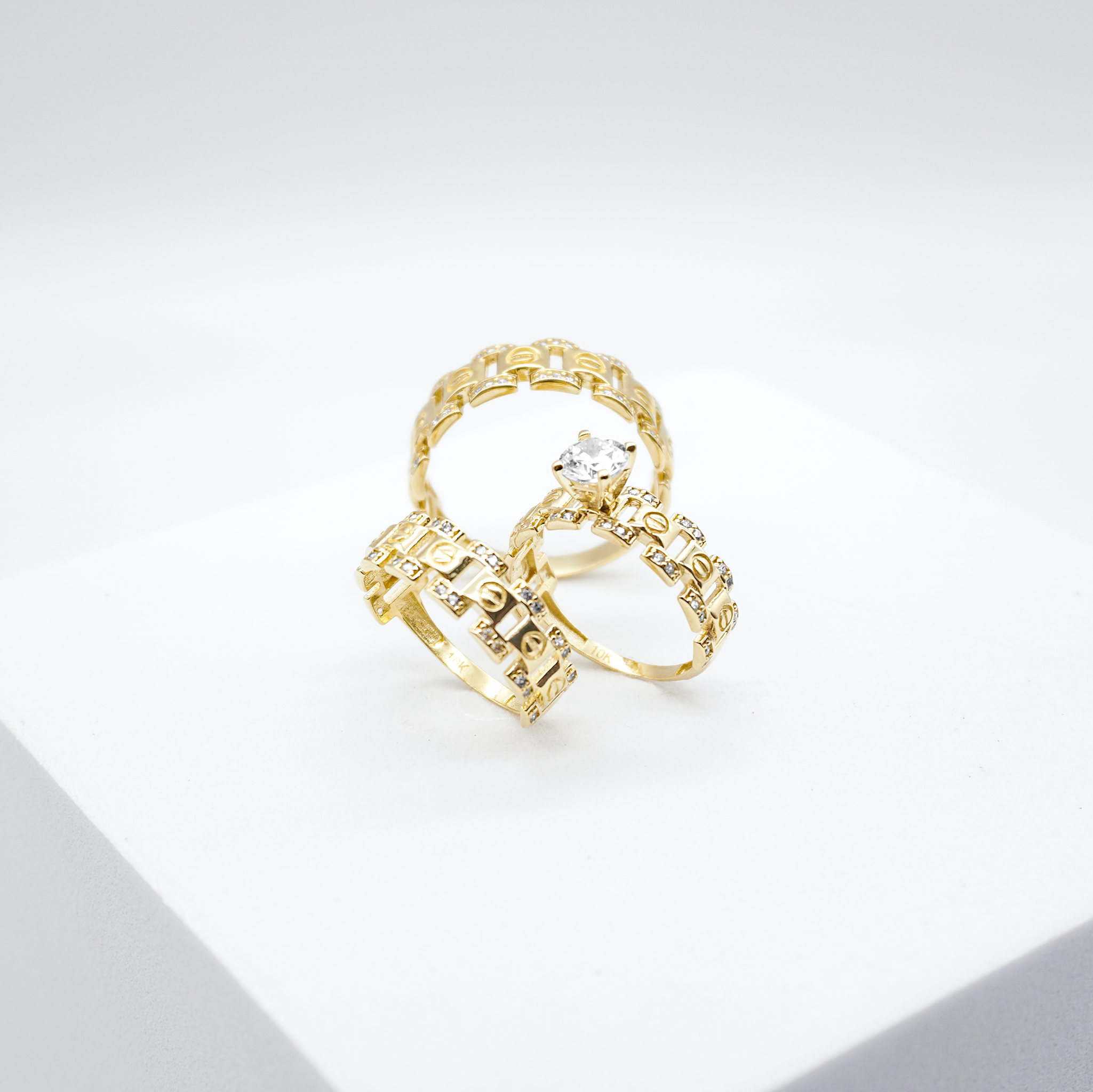 Trio Oro Amarillo con zirconias | 10k | 8.5g