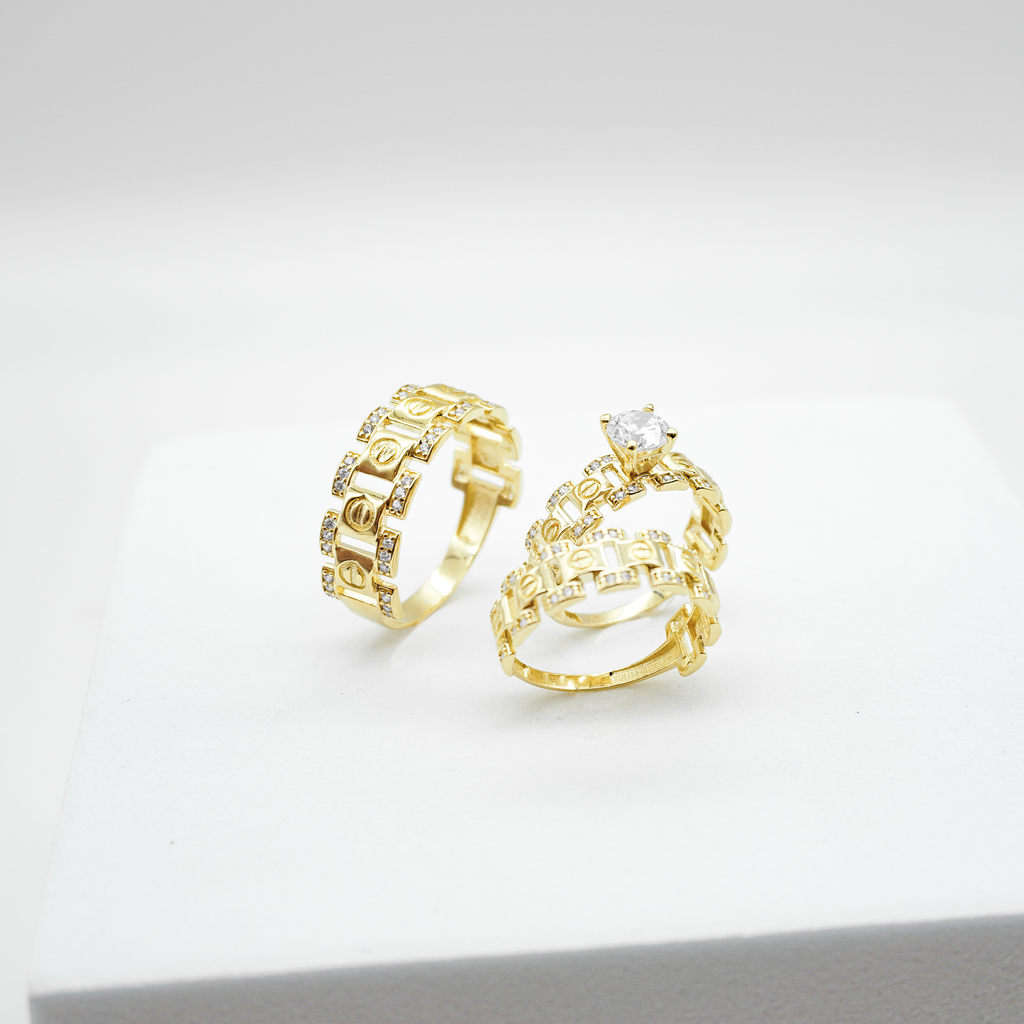 Trio Oro Amarillo con zirconias | 10k | 8.5g