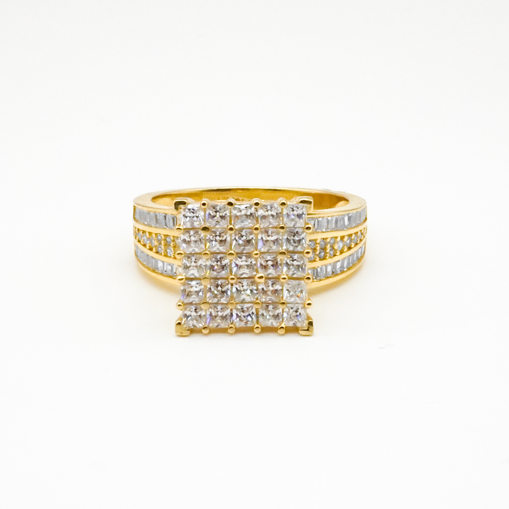 Anillo matrimonial oro amarillo con zirconias | 14k | 7.2g