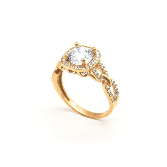 Anillo matrimonial oro amarillo con zirconias 14k