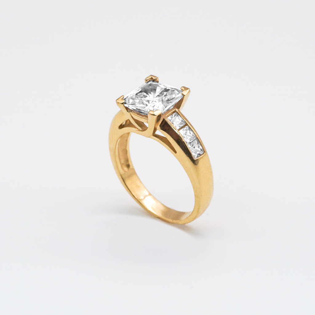 Anillo matrimonial oro amarillo con zirconias | 14k | 5.6g