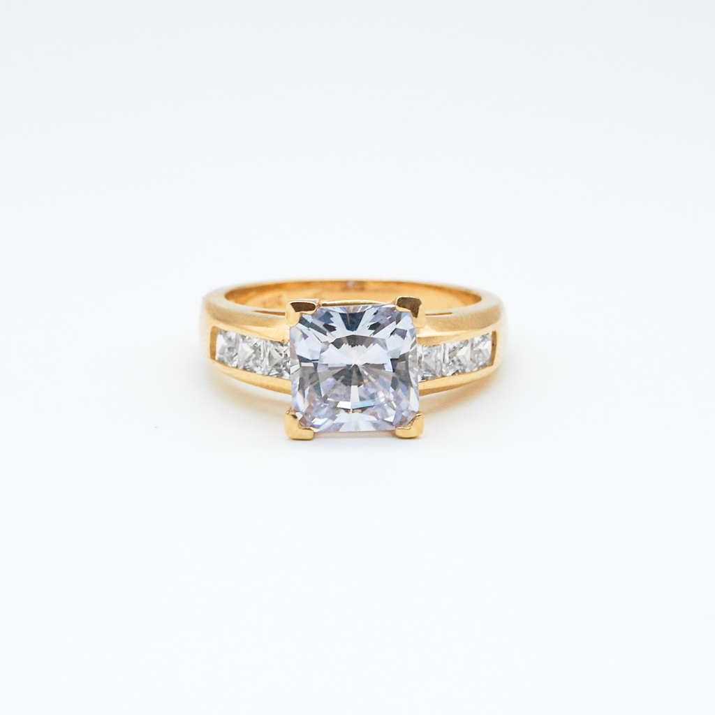 Anillo matrimonial oro amarillo con zirconias | 14k | 5.6g