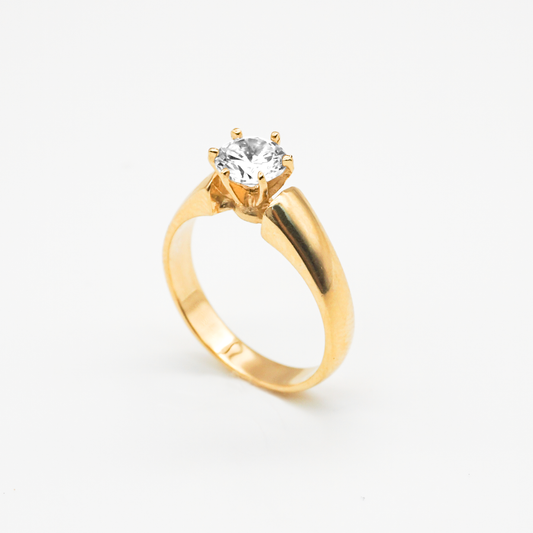 Anillo matrimonial oro amarillo con zirconias 14k