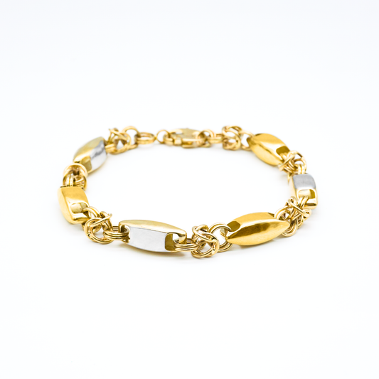 Esclava oro blanco y amarillo 14k