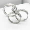 Trío oro blanco con zirconias | 14k