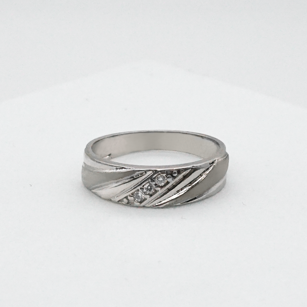 Trío oro blanco con zirconias | 14k