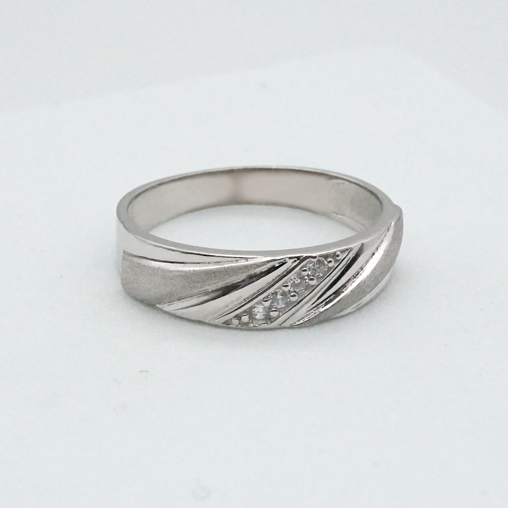 Trío oro blanco con zirconias | 14k