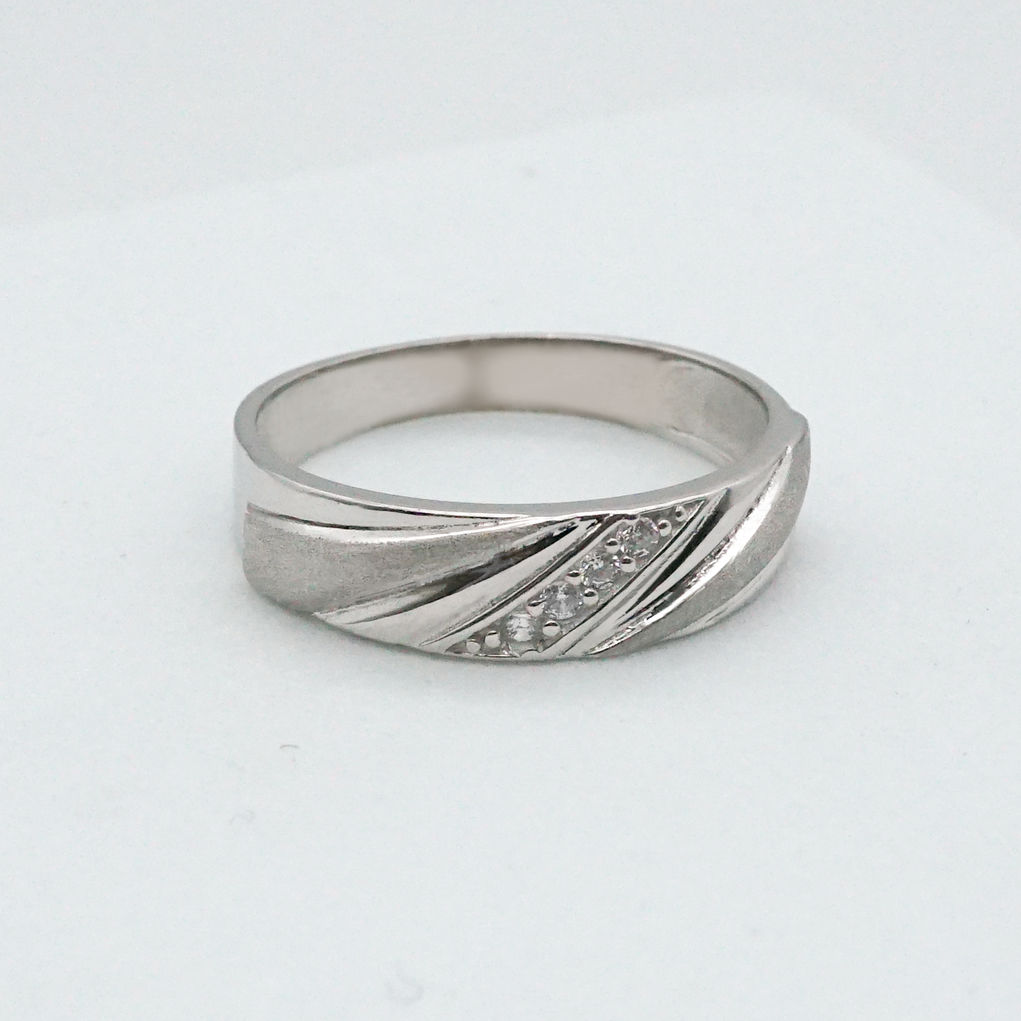 Trío oro blanco con zirconias | 14k