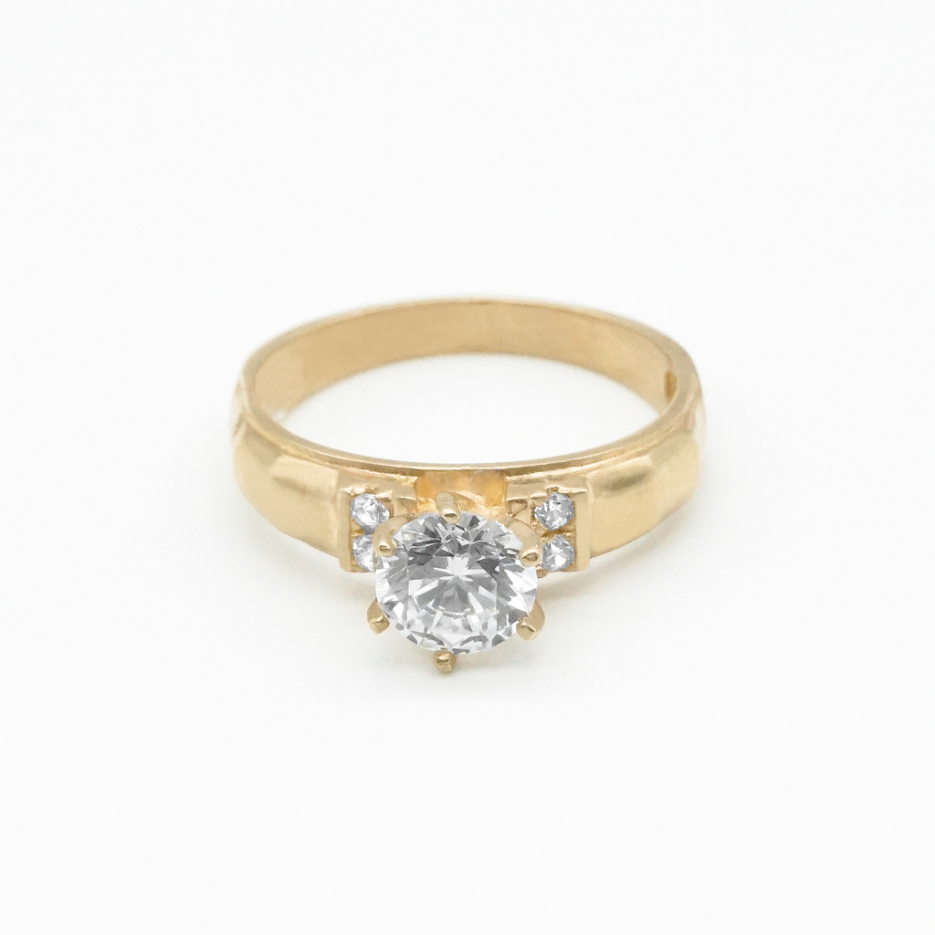 Trío de oro amarillo con zirconias 14k