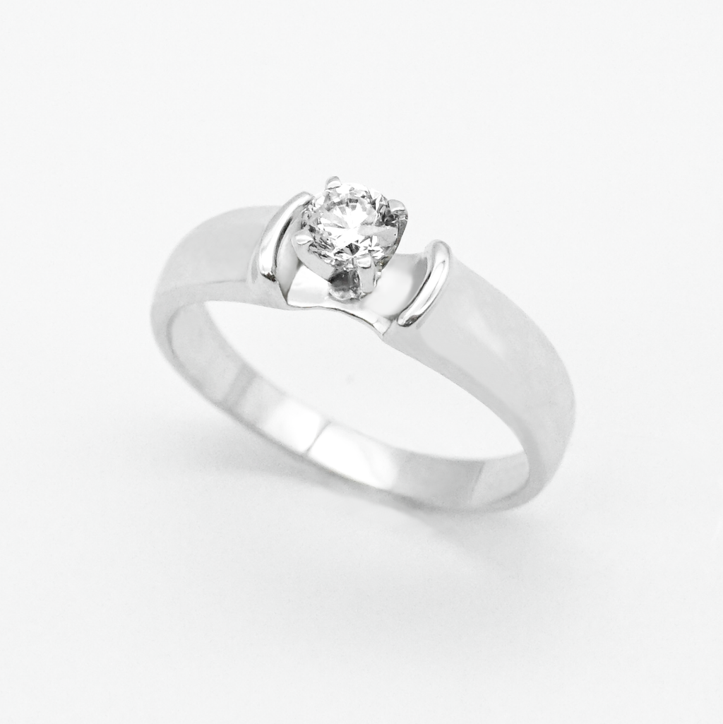 Solitario de oro blanco 14k con Diamante 25 pts