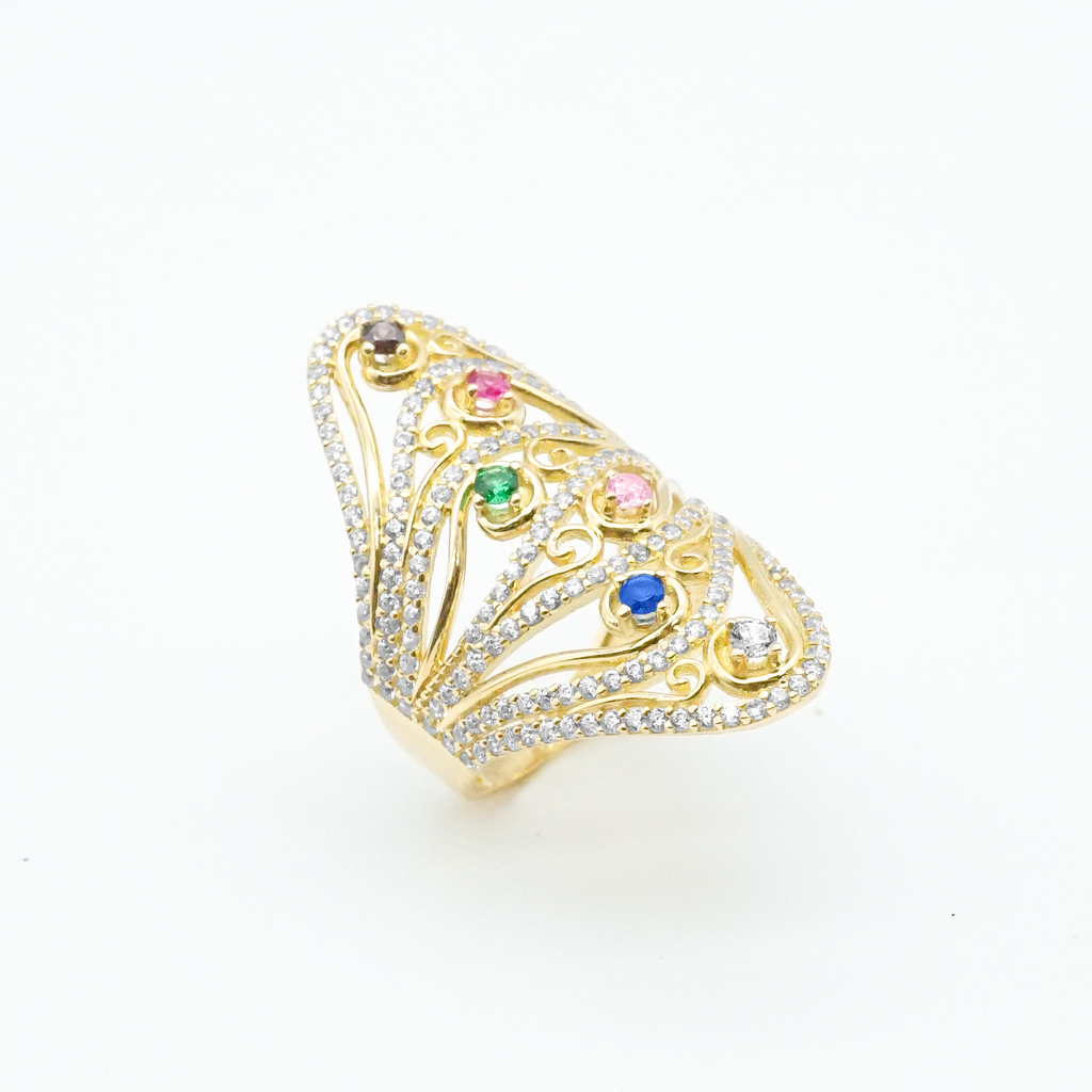 Anillo de Oro 14K con zirconias