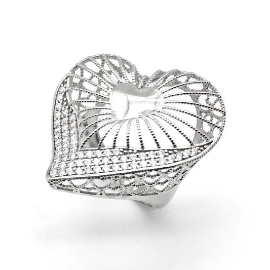 Anillo de Oro amarillo con zirconias de oro blanco 10k