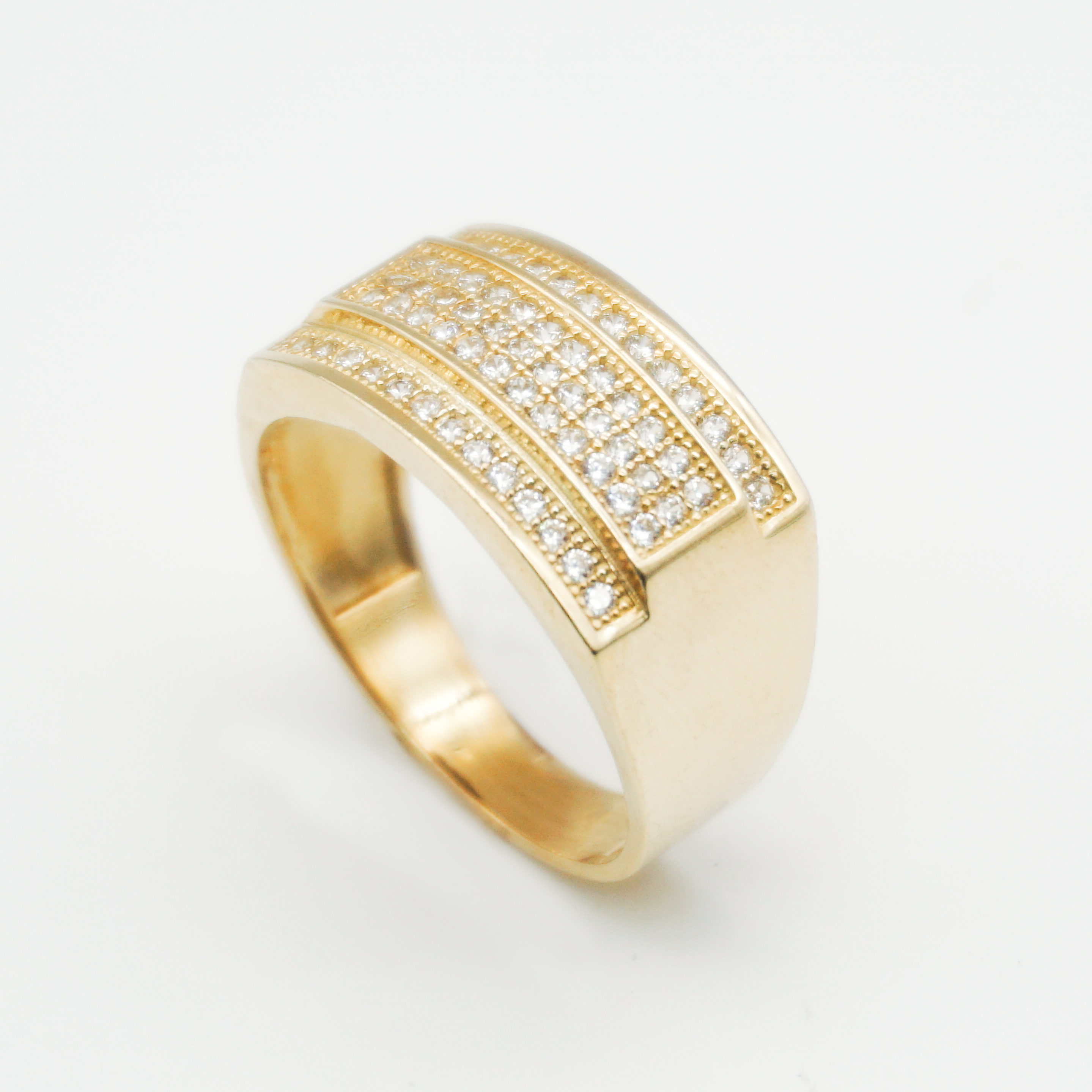 Anillo de oro amarillo con zirconias | 10k | 5g
