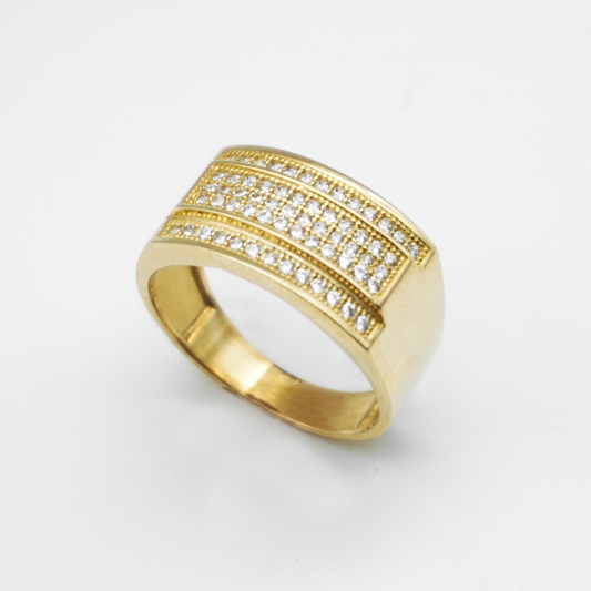 Anillo de oro amarillo con zirconias | 10K