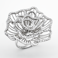 Anillo Flor de oro blanco con zirconias | 14k | 9.9