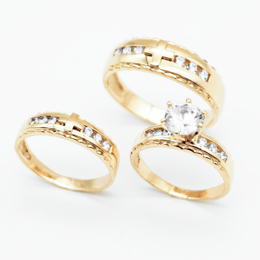 Trío de oro amarillo con zirconias | 14k | 9.1g