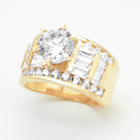 Solitario oro amarillo 14k con zirconias | 6.9g