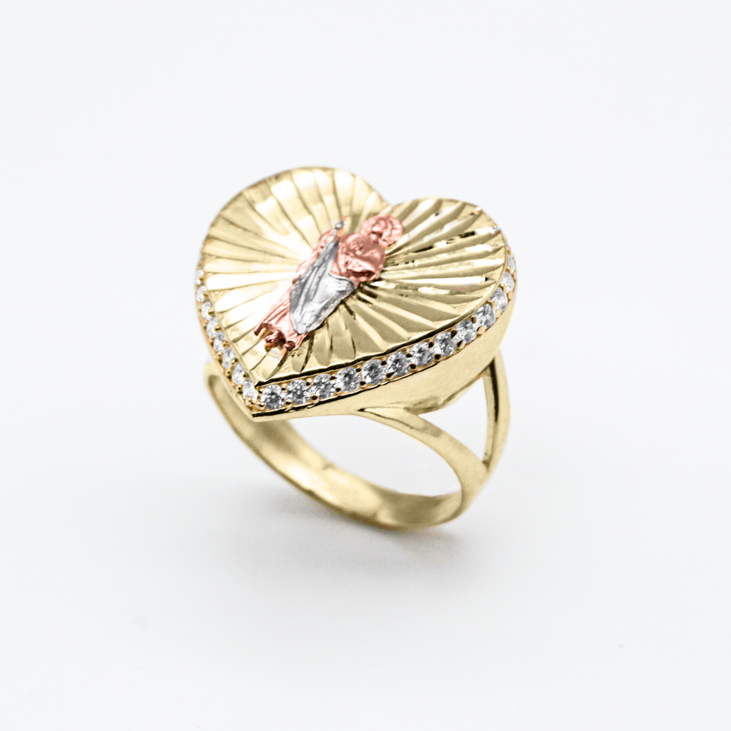 Anillo de 3 oros con zirconias | 10k | 4.9g