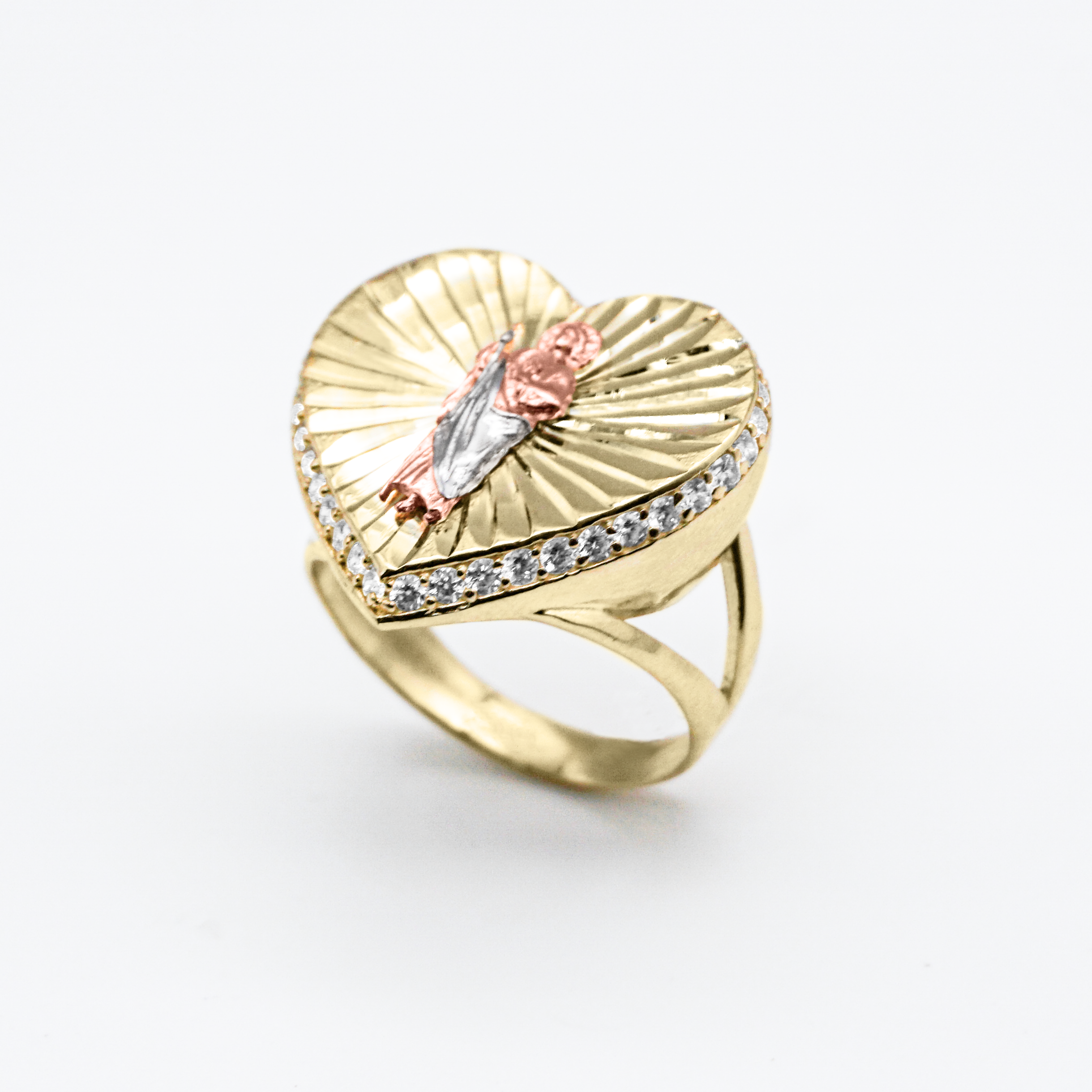 Anillo de 3 oros con zirconias | 10k | 4.9g