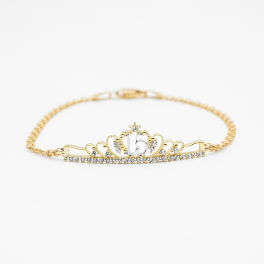 Pulsera de oro amarillo con oro blanco para XV Años | 10k | 3.9g