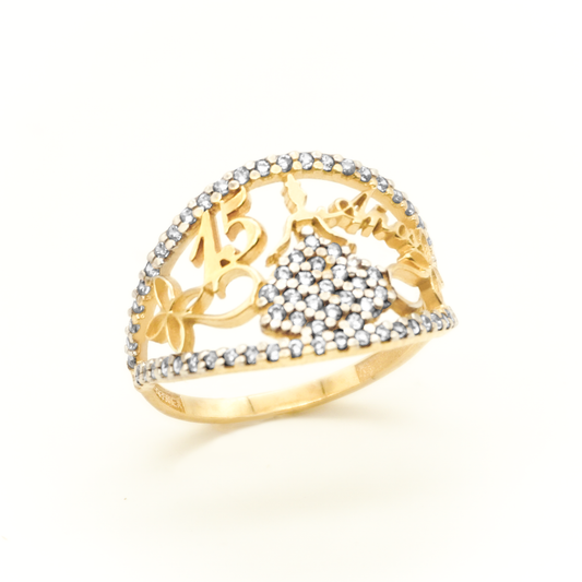 Anillo XV Años Oro amarillo con zirconias | 10k | 2g