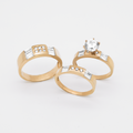 Trío Matrimonial de oro amarillo con zirconias | 14k | 8.9g