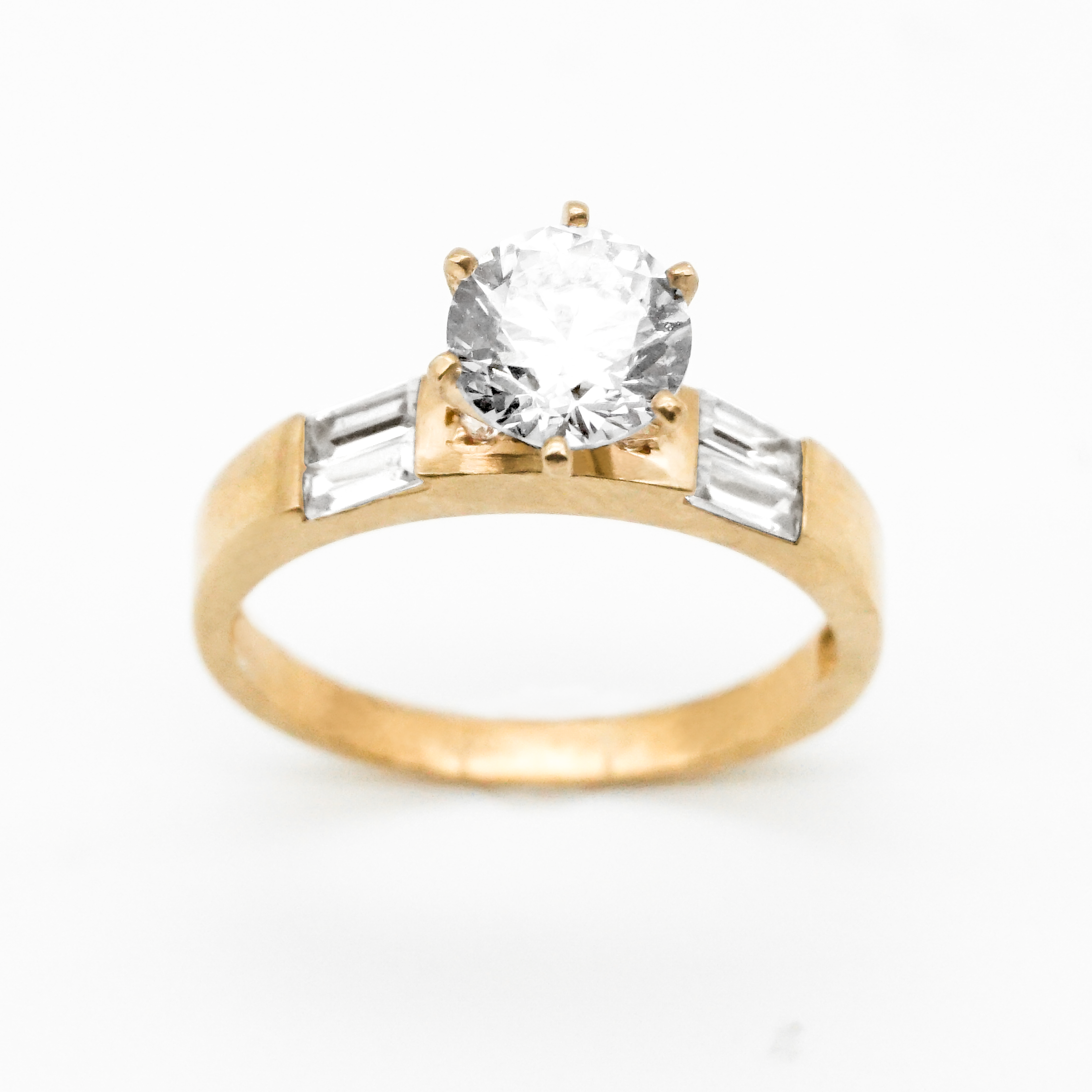 Trío Matrimonial de oro amarillo con zirconias | 14k | 8.9g