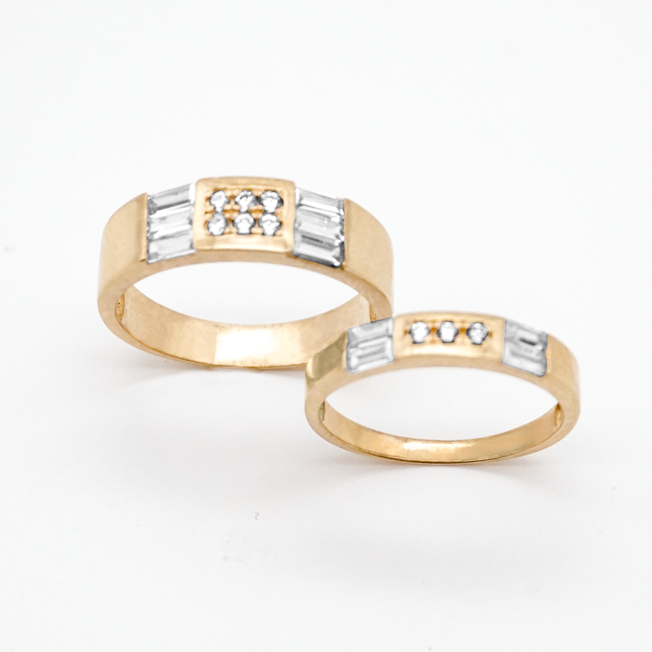 Trío Matrimonial de oro amarillo con zirconias | 14k | 8.9g